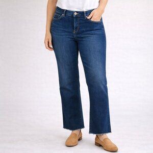 Chicos Womens So Lifting Straight Leg Jeans Stretch Denim Raw Hem Size 1 | M | 8